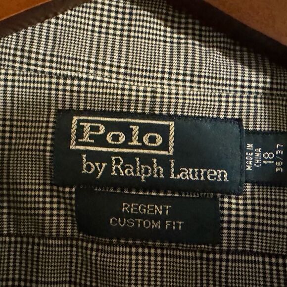 Men's Ralph Lauren Regent Custom Fit Long Sleeves sz. 18 36/37 black white. - Picture 2 of 3